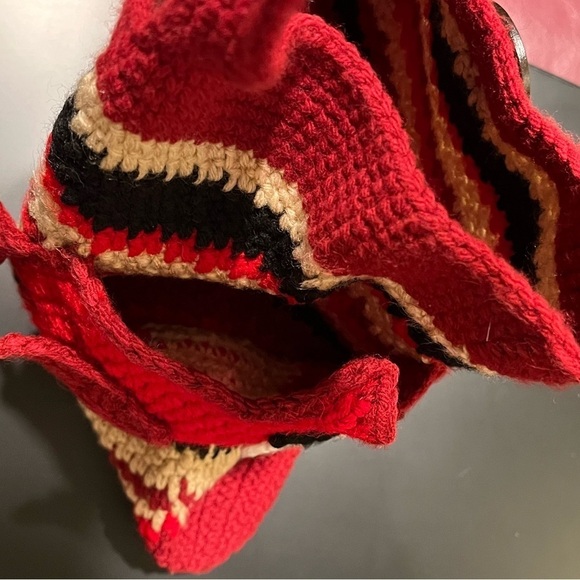 Y2K Retro ANGRY‎ BIRDS Knit Crochet BOHO Double Strap Tote Bag Purse RARE - Picture 10 of 16